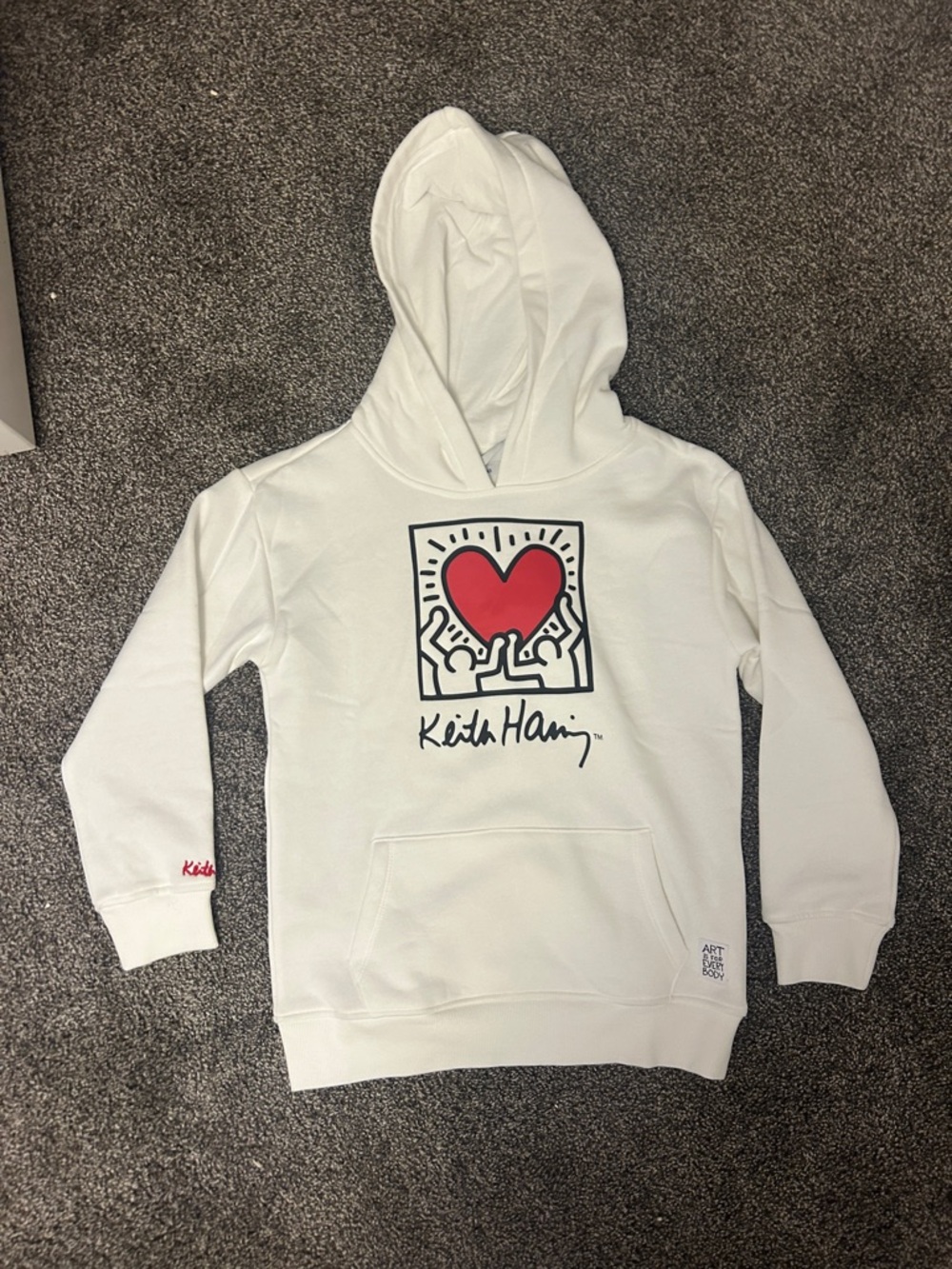 Kids White Hoodie with Red Heart Graphic